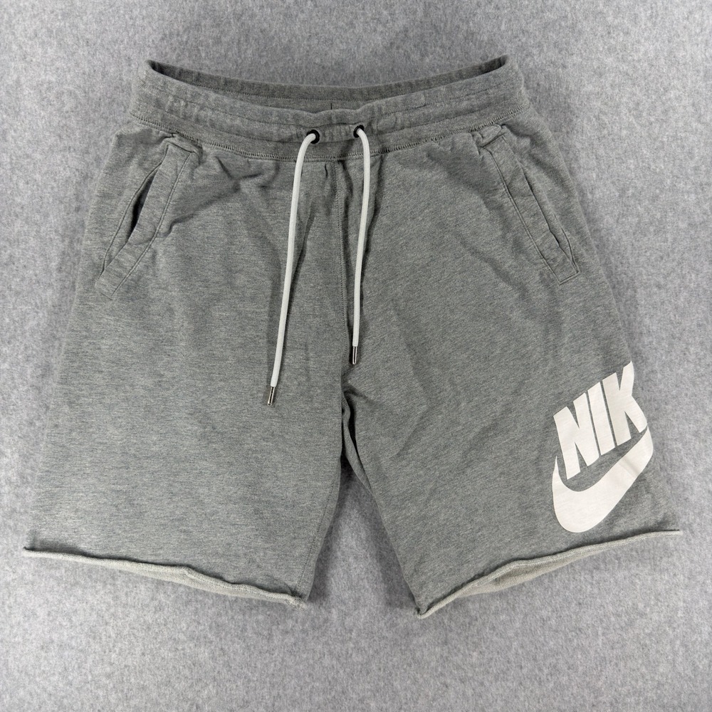 Nike Sportswear Mens Futura Logo Raw Hem Jersey Shorts Grey AR2375-064 Medium